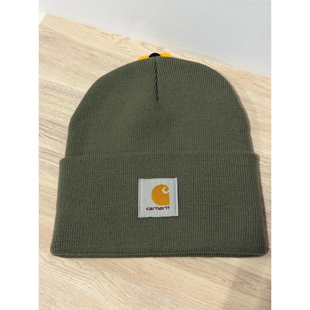 Carhartt Beanie Mens OSFM Sage Green NWT Patch Ribbed Knit Hat